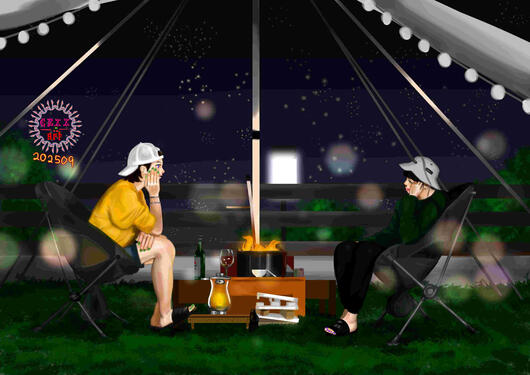 Taehyung and JungKook camping
